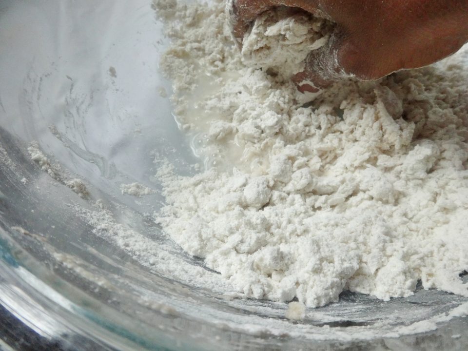 mixing flour for dumpling