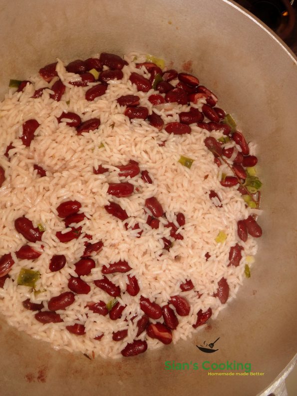 cooked Jamaican rice and peas